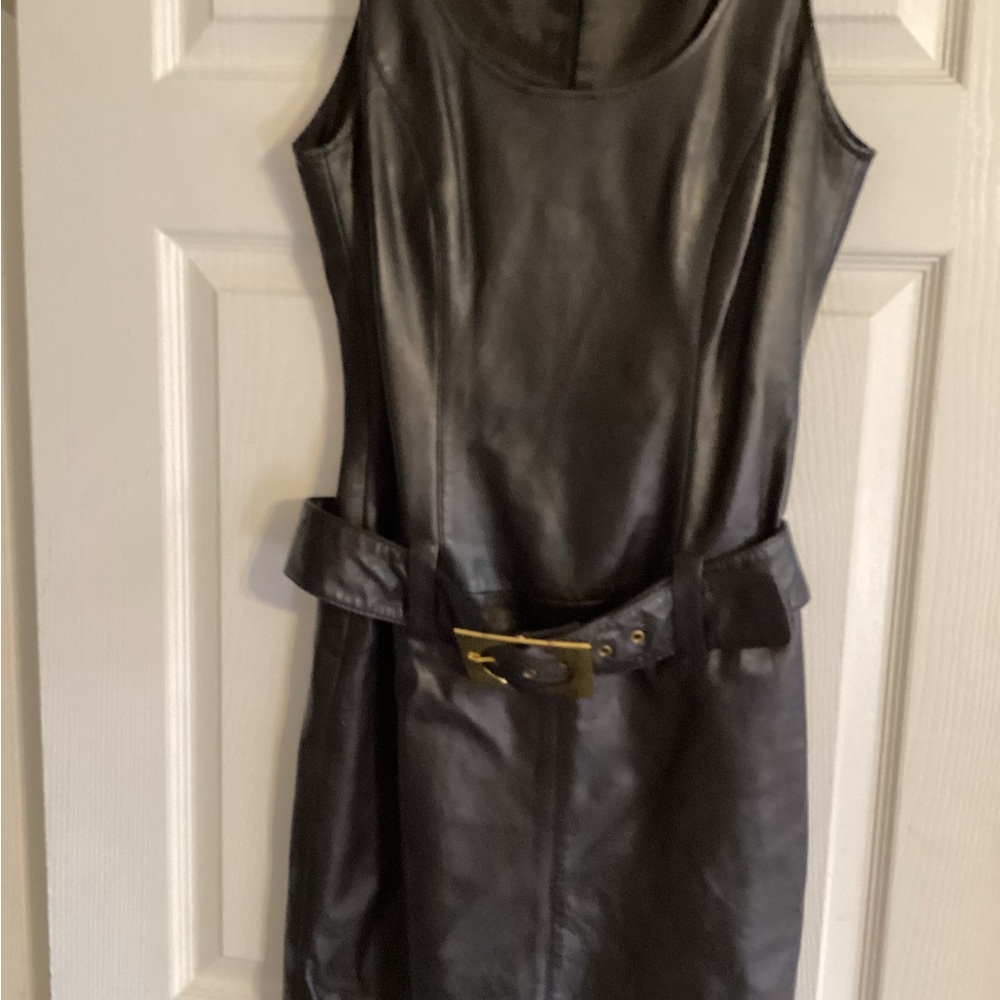 Cache black leather dress